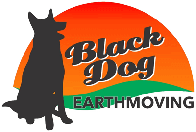 Black dog earth moving logo